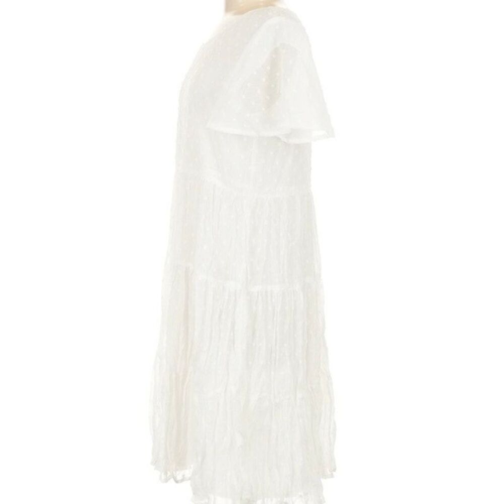 White Tiered Baby Doll Dress L Y2K Boho Romantic Whimsy - Picture 2 of 10